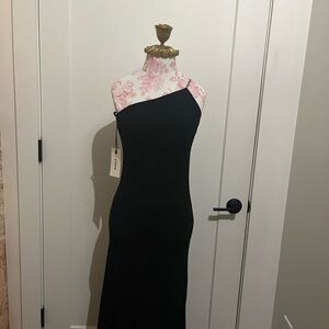 STAUD Black One Shoulder Dress